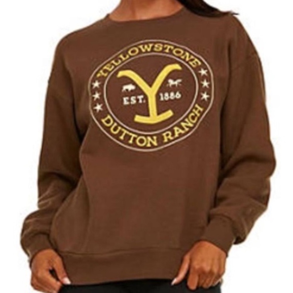 NWT Brown Yellowstone Dutton Ranch Long Sleeve Sweatshirt Size Small